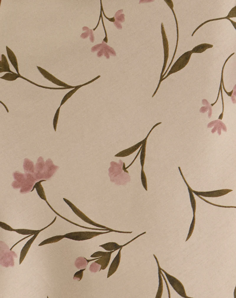 Rohaya Midi Skirt in Bloom Leafy Taupe - Image 7