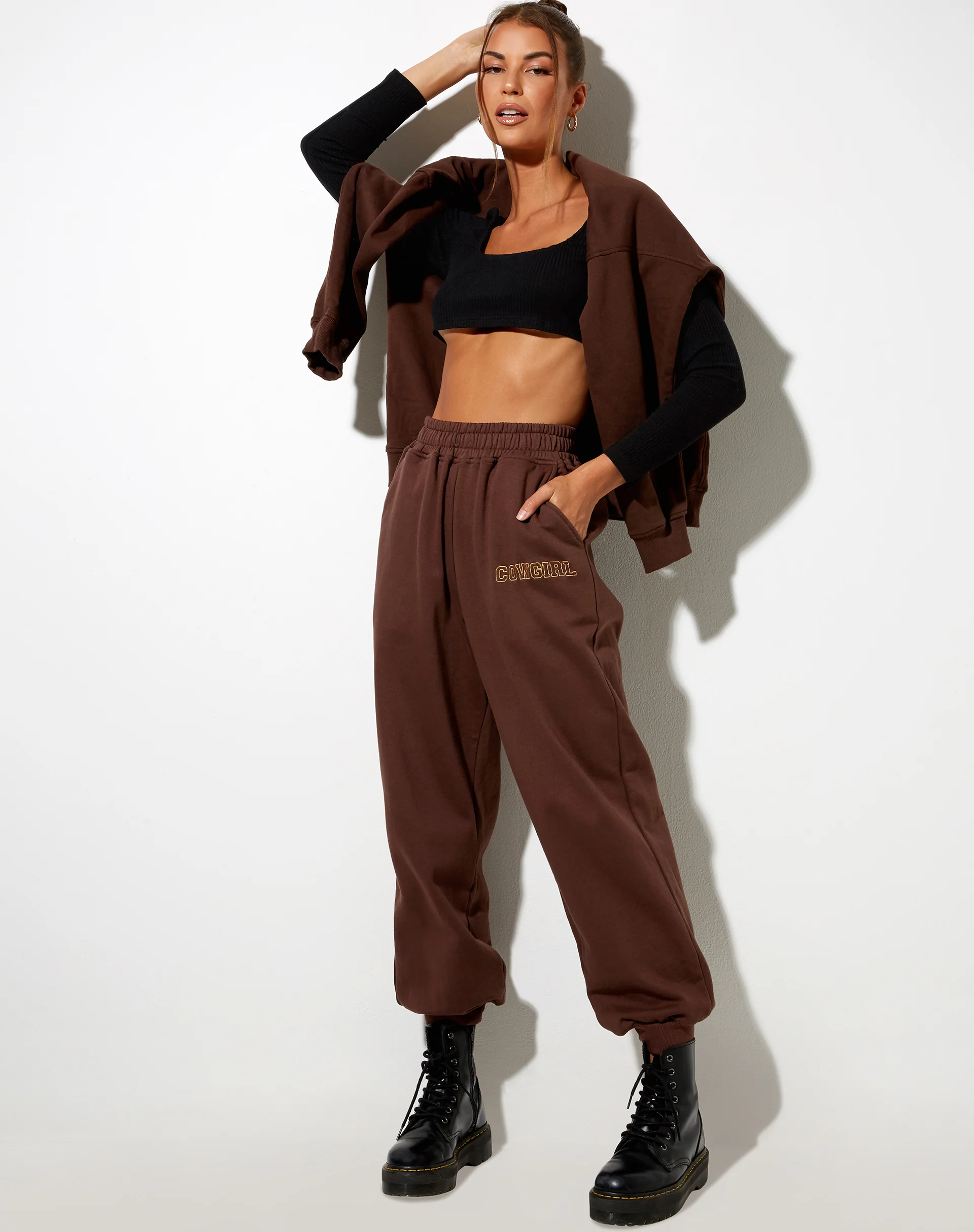 Roider Jogger in Deep Mahogany 'Cowgirl' Gold Embro - Image 4