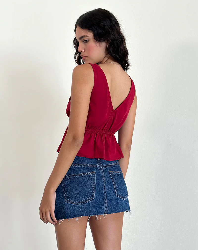 Rolia Tie Front Top in Adrenaline Red - Image 3