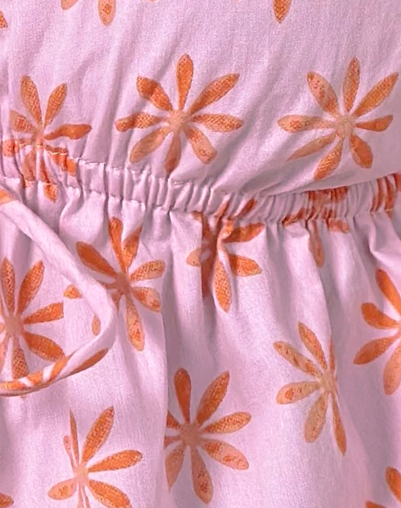 Rolia Tie Front Top in Tile Flower Pink - Image 5