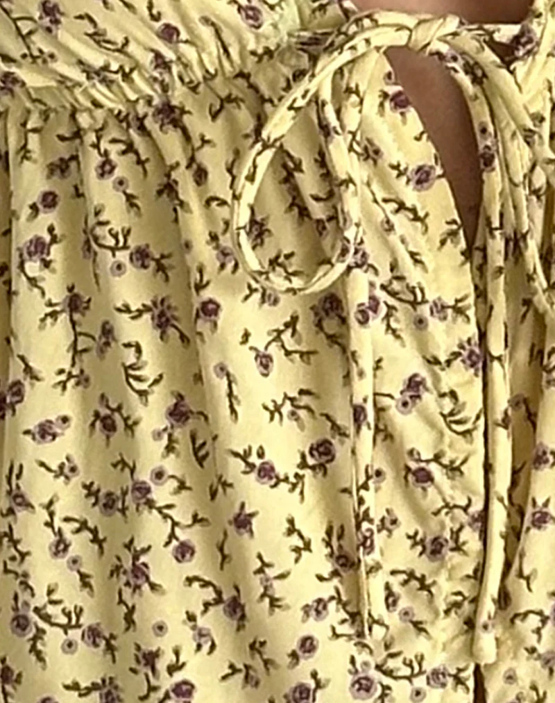 Rolia Tie Front Top in Flowing Flower Yellow - Image 5