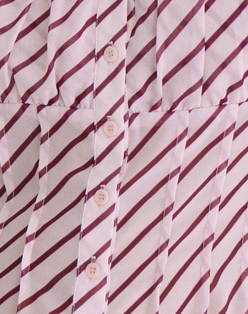 Rolina Blouse in Chiffon Stripe Pink and Burgundy - Image 6