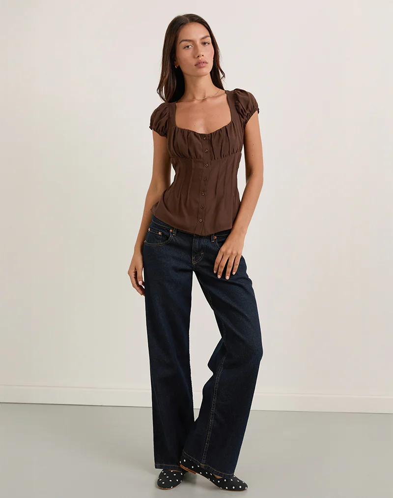Rolina Blouse in Chiffon Brown - Image 3