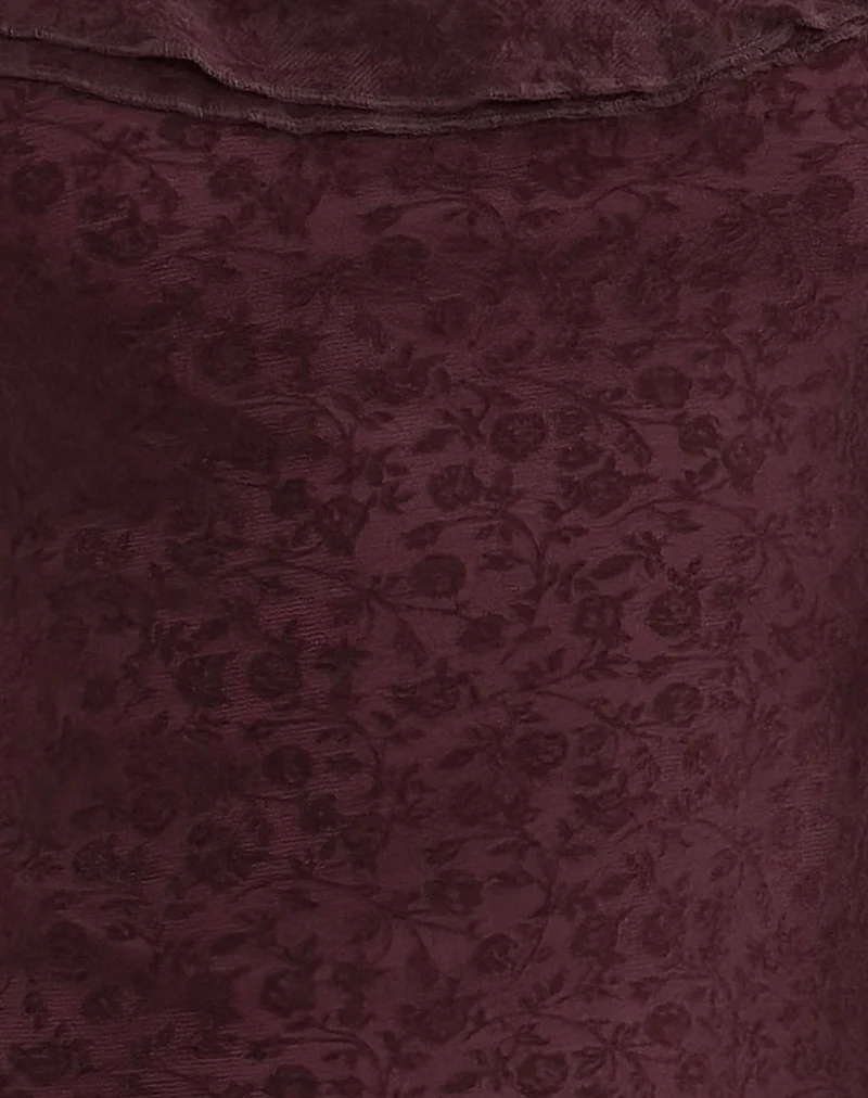 Rolita Mini Dress in Ditsy Flock Burnt Maroon - Image 6