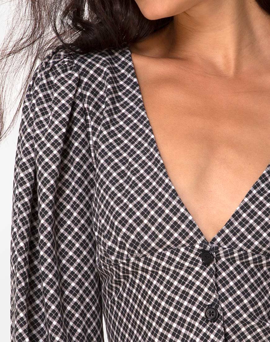Roma Long Sleeve Top in Check It Out Black - Image 5
