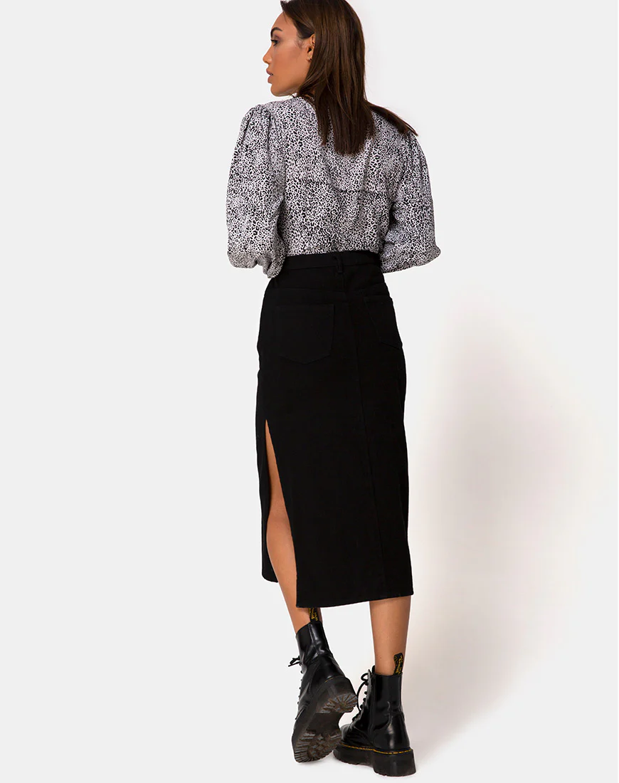 Roma Long Sleeve Top in Leo Spot in Black and White - Image 4