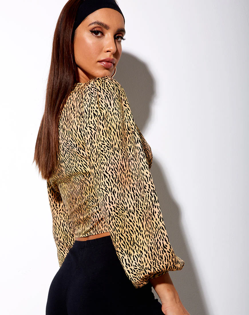 Roma Long Sleeve Top in Mini Tiger Brown - Image 2