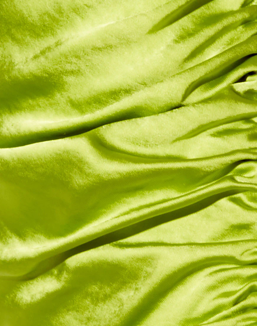 Romalia Mini Skirt in Satin Lime Green - Image 5