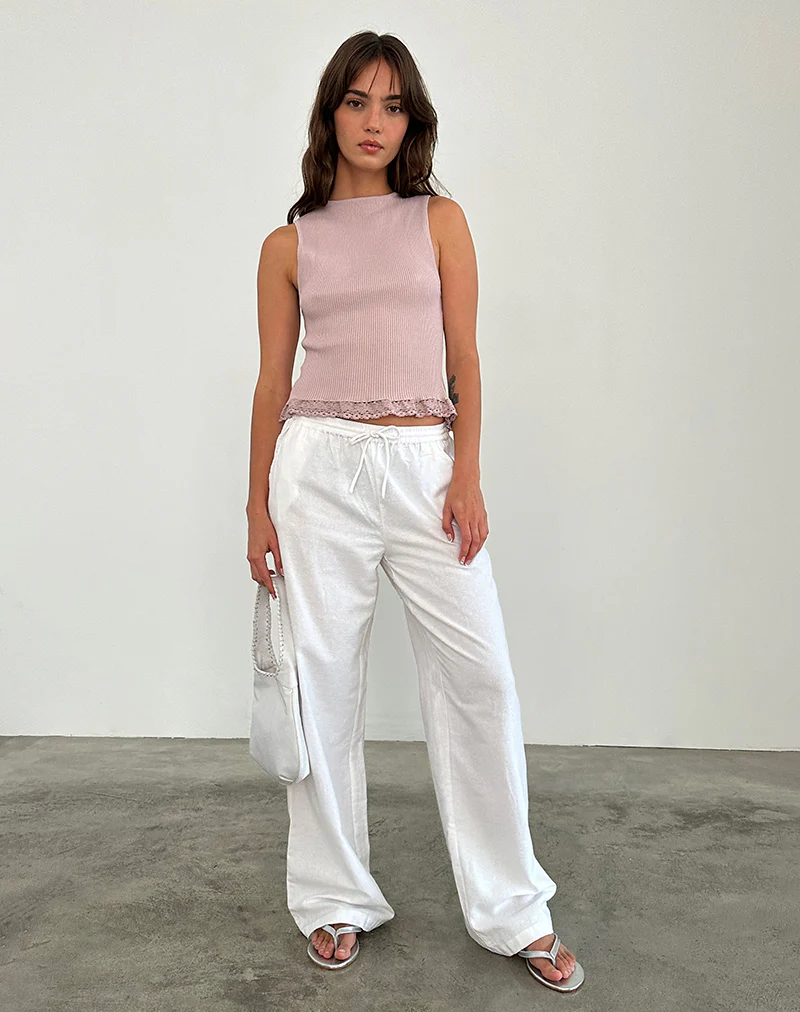 Romane Sleeveless Top in Dusty Rose Rib Knit - Image 3