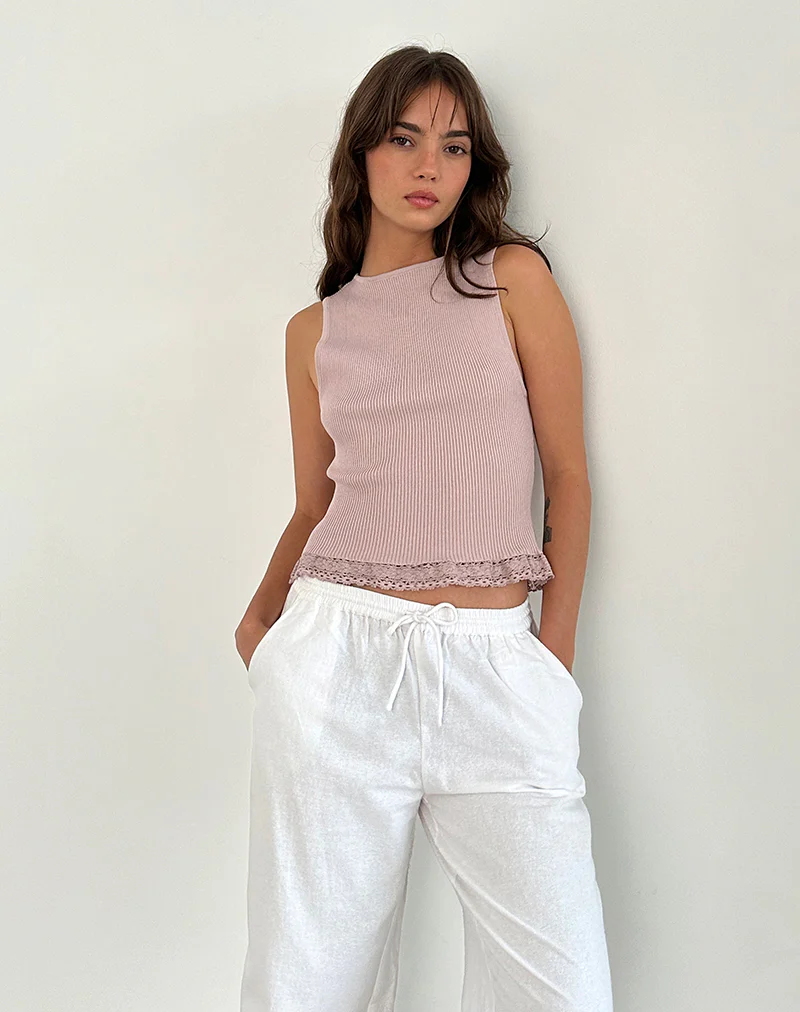Romane Sleeveless Top in Dusty Rose Rib Knit - Image 4