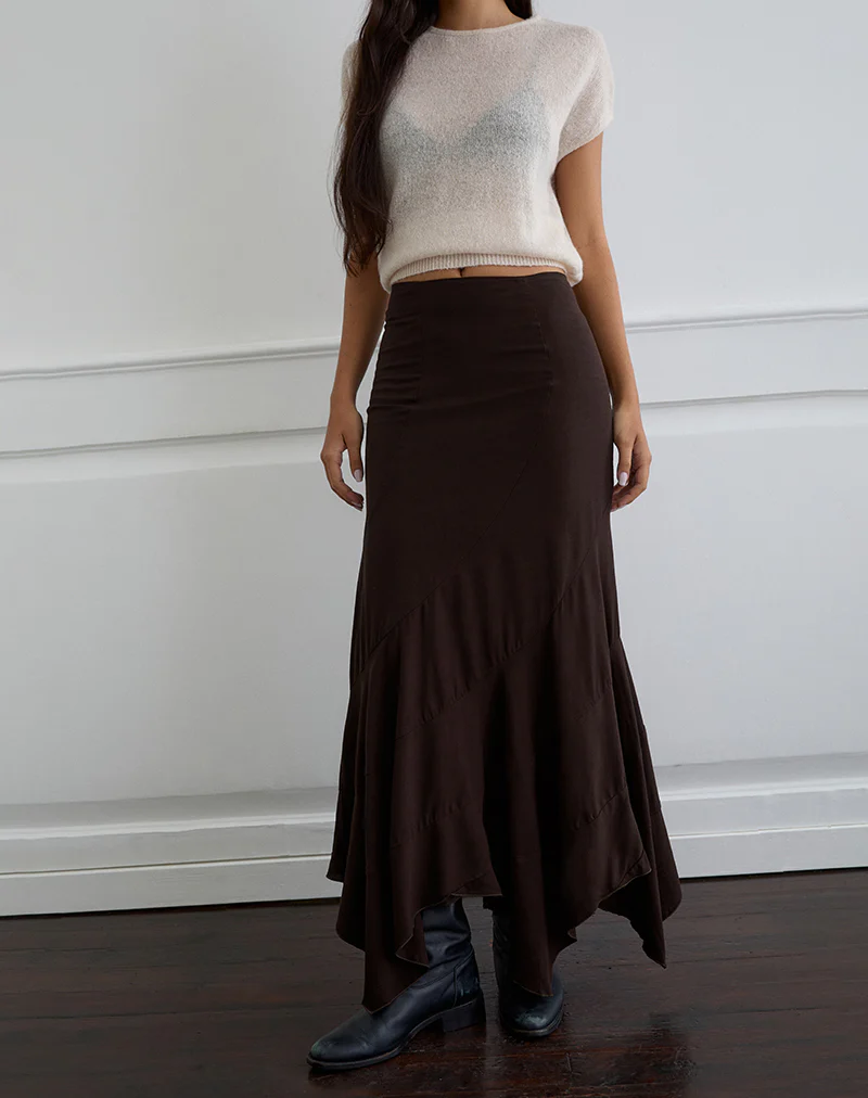 Rombe Maxi Skirt in Bitter Chocolate - Image 3