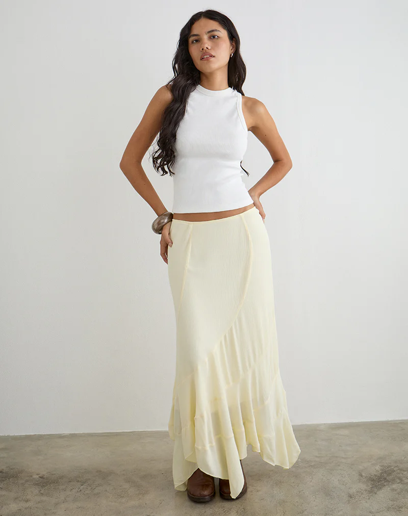 Rombe Maxi Skirt in Crinkle Butter Yellow - Image 3