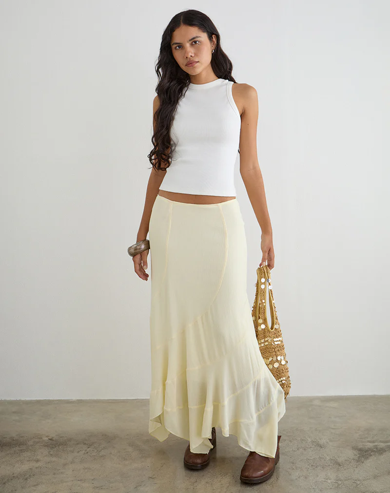 Rombe Maxi Skirt in Crinkle Butter Yellow - Image 5