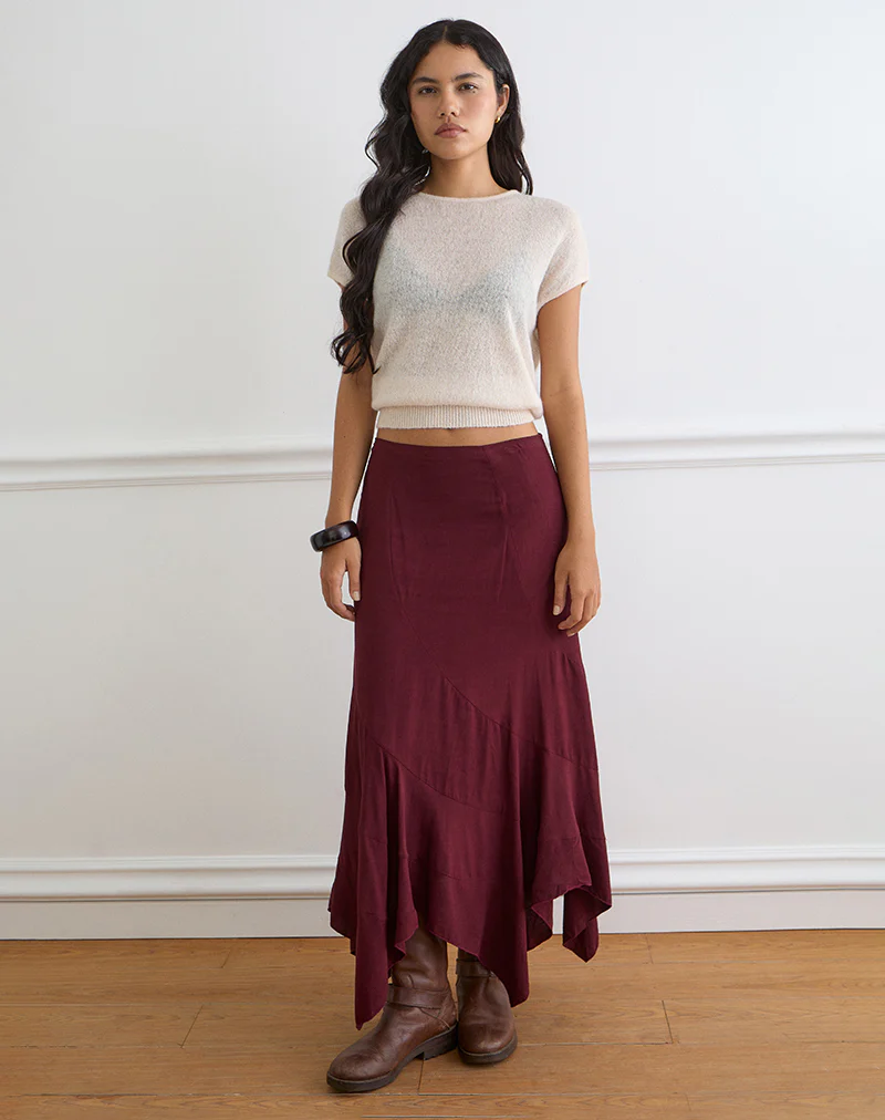 Rombe Maxi Skirt in Maroon - Image 2