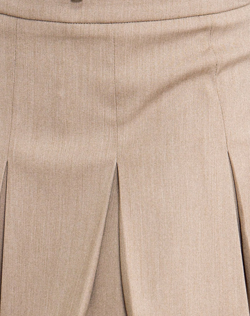 Ronaso Pleated Mini Skirt in Light Brown - Image 6