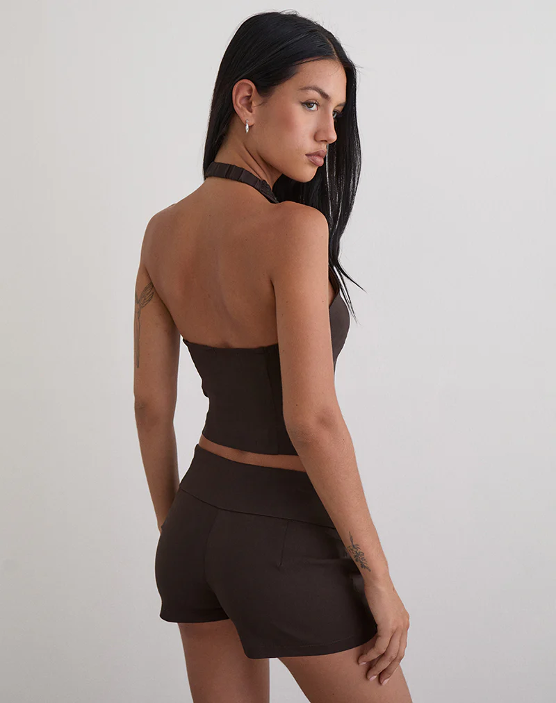 Ronin Top in Lace Trim Tailoring Brown - Image 6