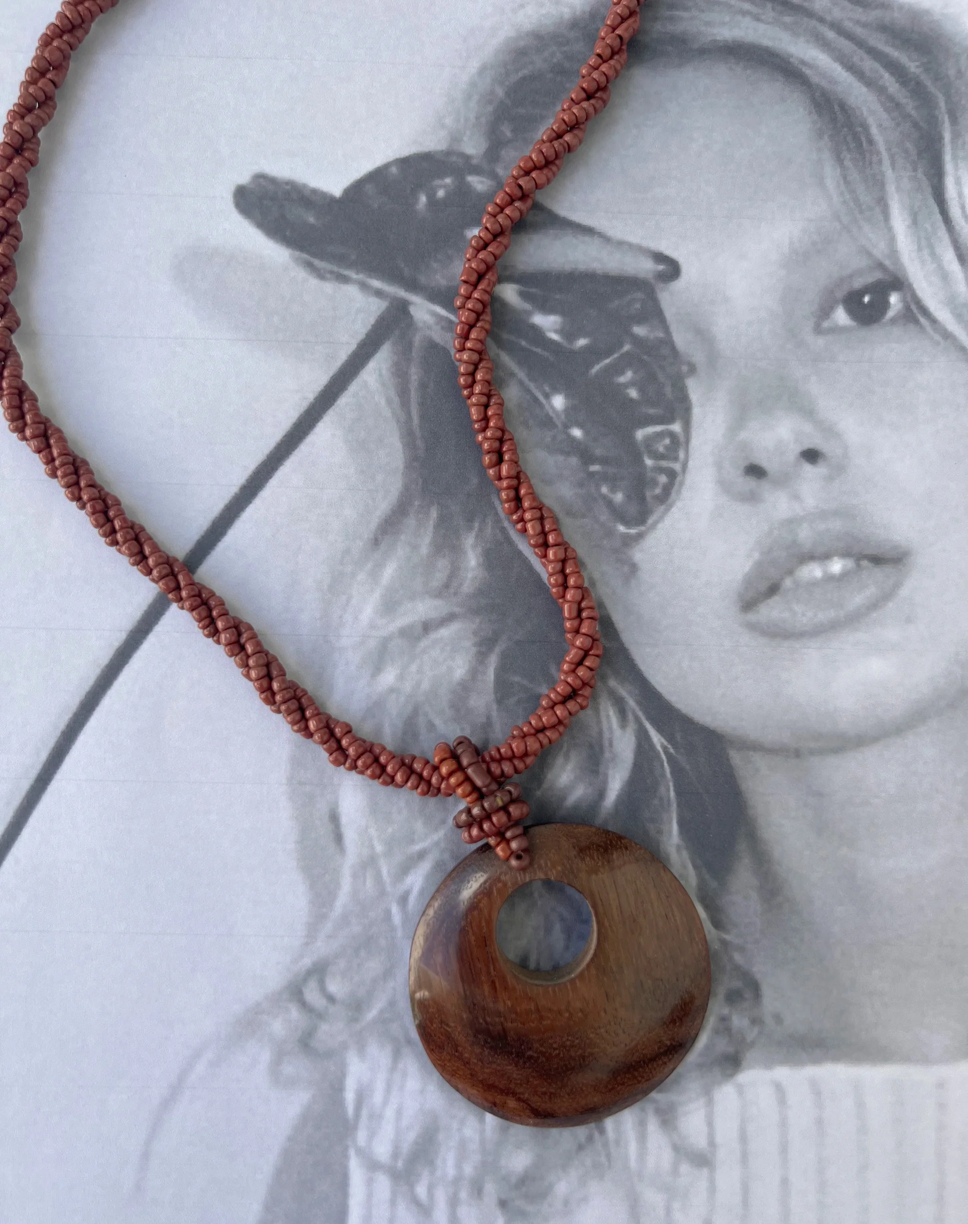Ronji Necklace with Round Wooden Pendant - Image 3