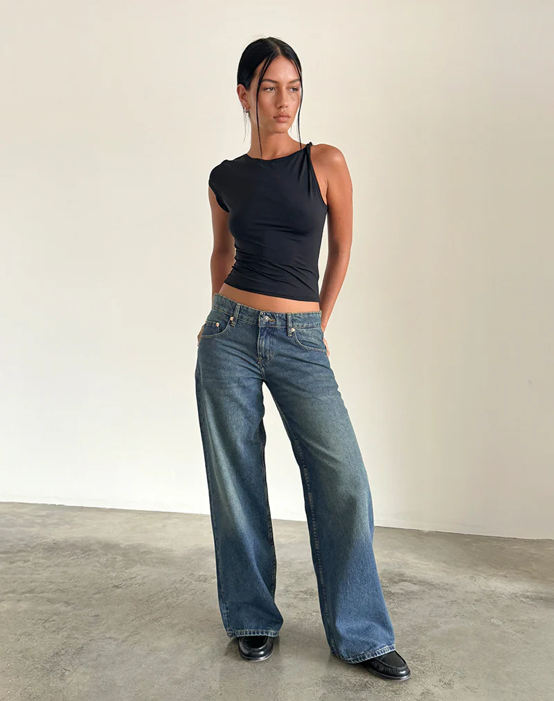 Roomy Extra Wide Low Rise Jeans in Bright Blue - Image 2