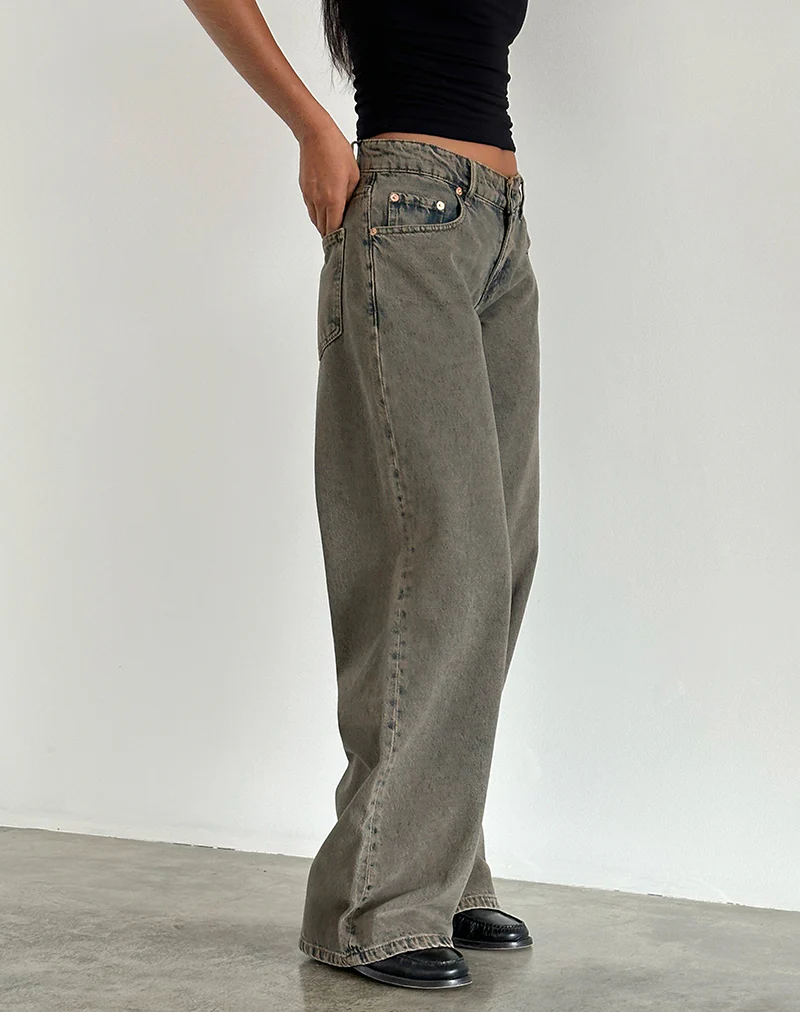 Roomy Extra Wide Low Rise Jeans in Earthy Blue - Image 2