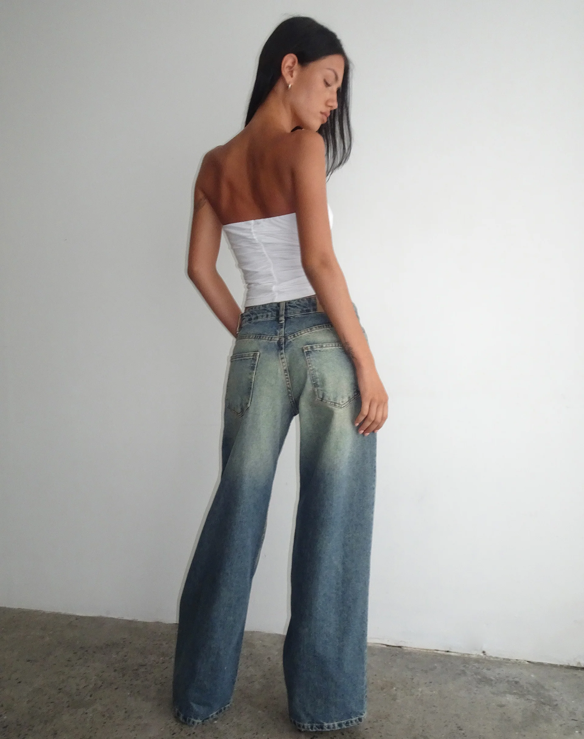 Roomy Extra Wide Low Rise Jeans in Extreme Blue Green - Image 5