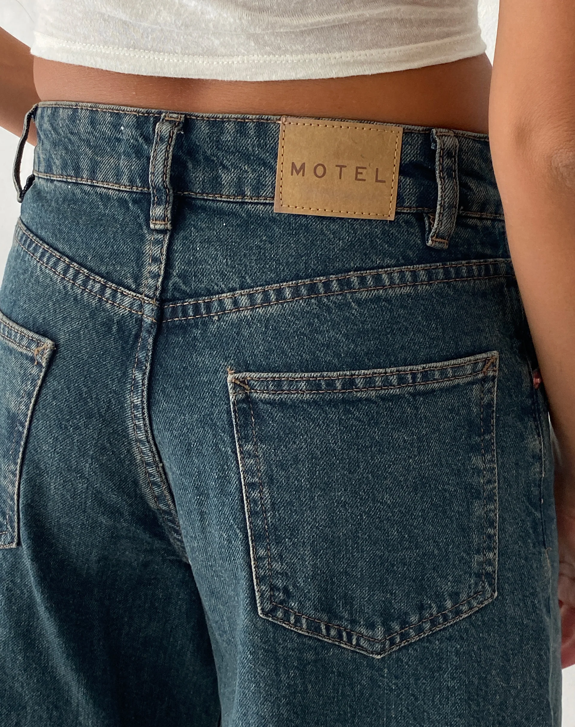 Roomy Mid Rise Long Jorts in Brown Blue Acid - Image 4
