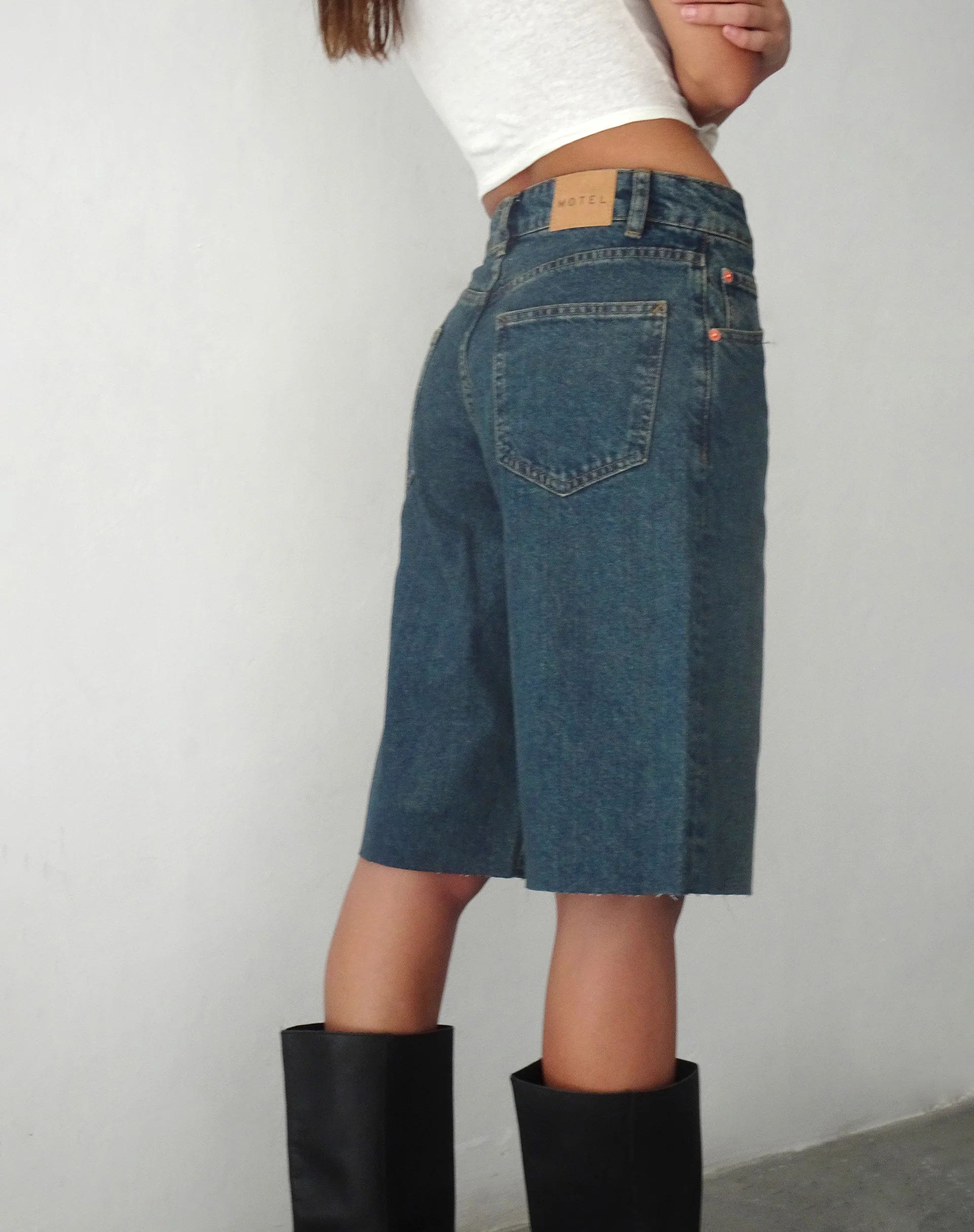 Roomy Mid Rise Long Jorts in Brown Blue Acid - Image 5