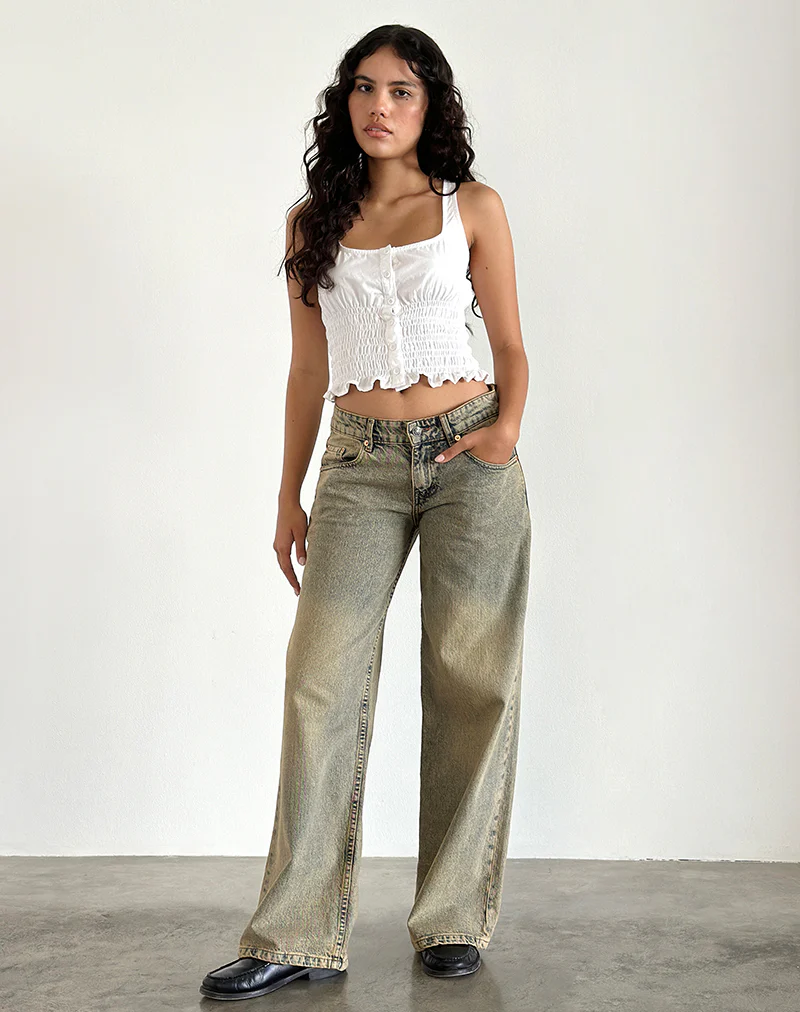 Roomy Extra Wide Leg Low Rise Jeans in Sandy Blue Acid - Image 2