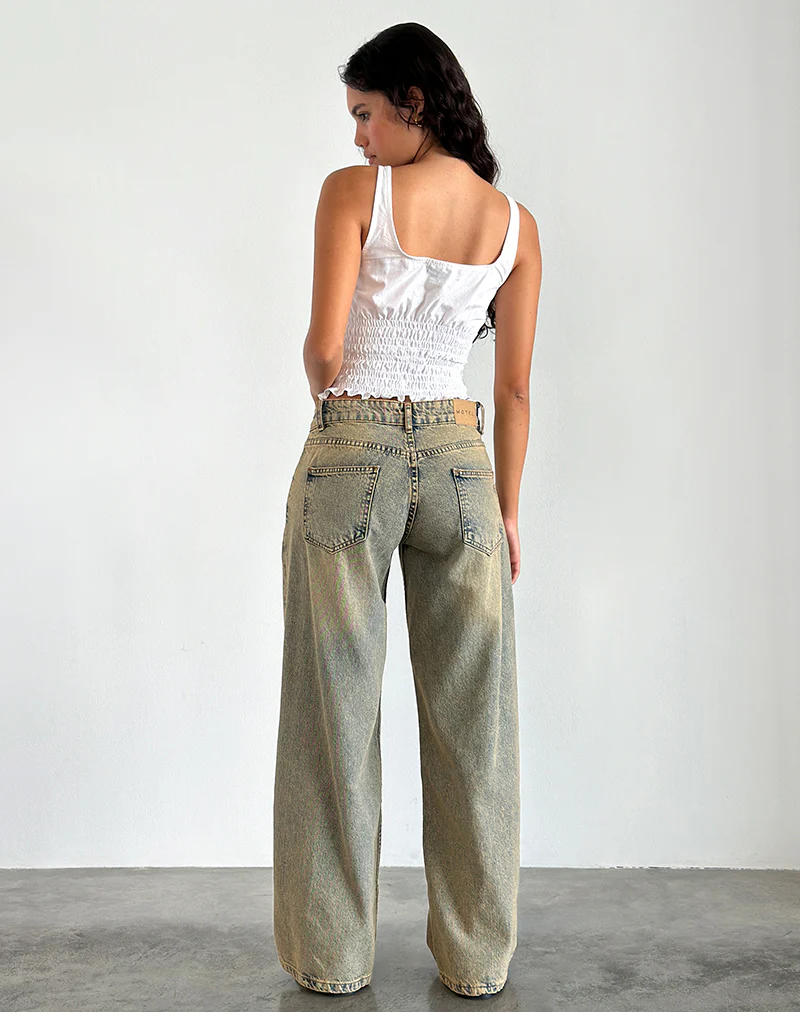 Roomy Extra Wide Leg Low Rise Jeans in Sandy Blue Acid - Image 3