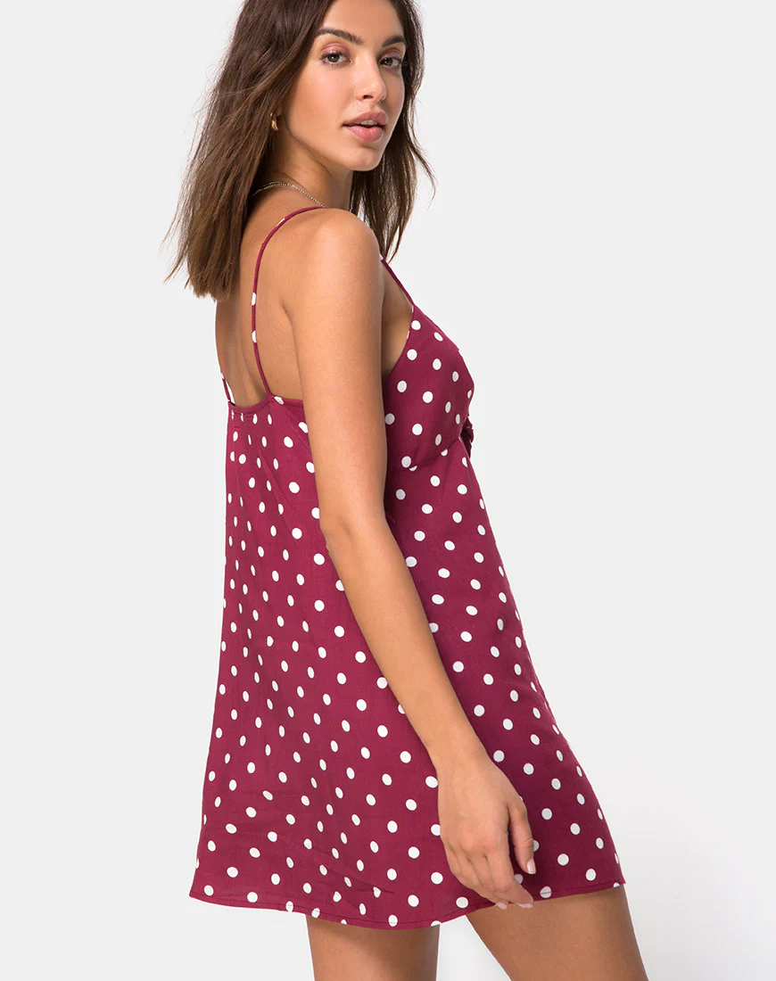 Roppan Slip Dress in Medium Polka Wine - Image 2