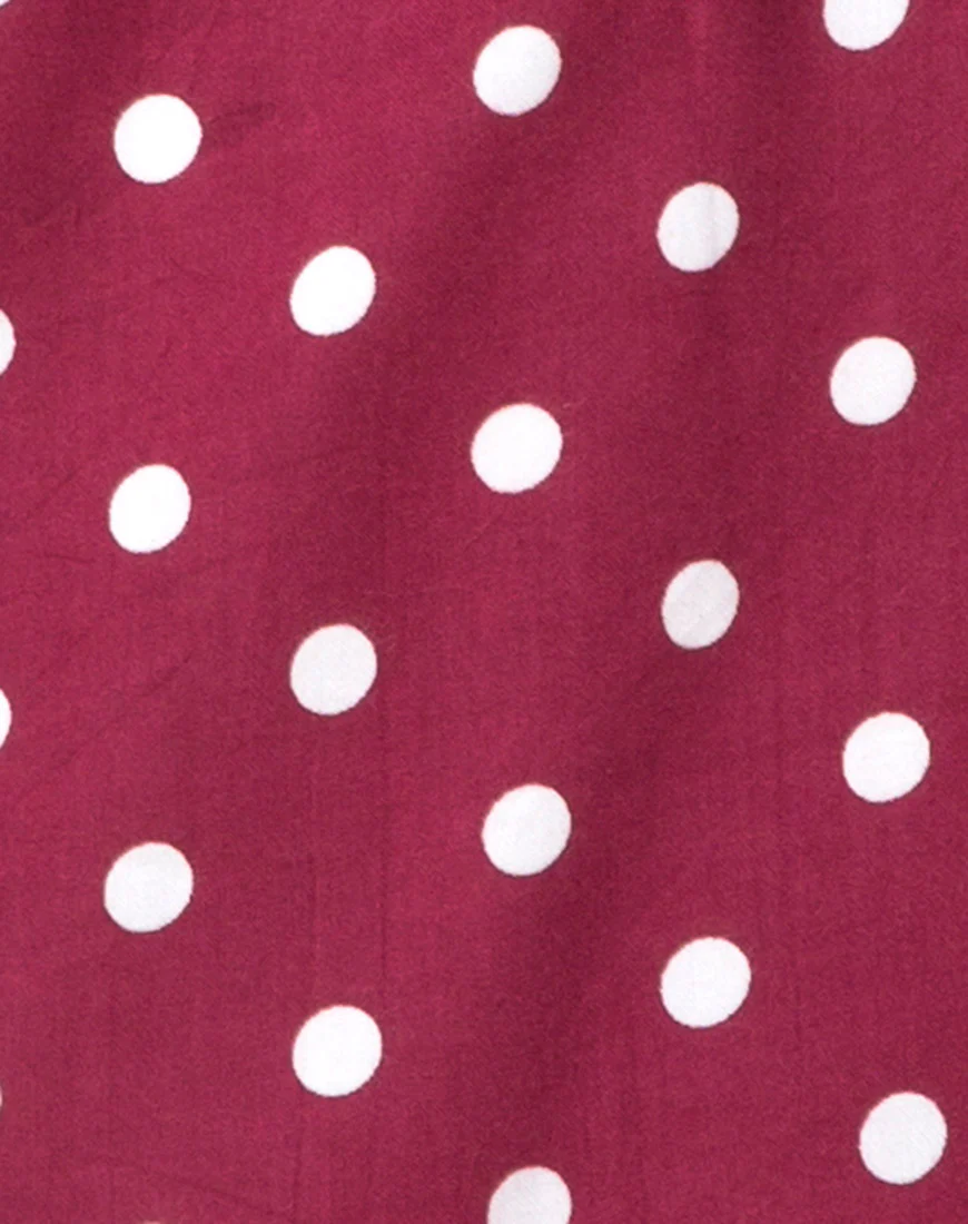 Roppan Slip Dress in Medium Polka Wine - Image 5