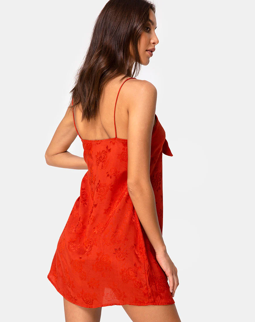 Roppan Slip Dress in Satin Rose Rust - Image 2