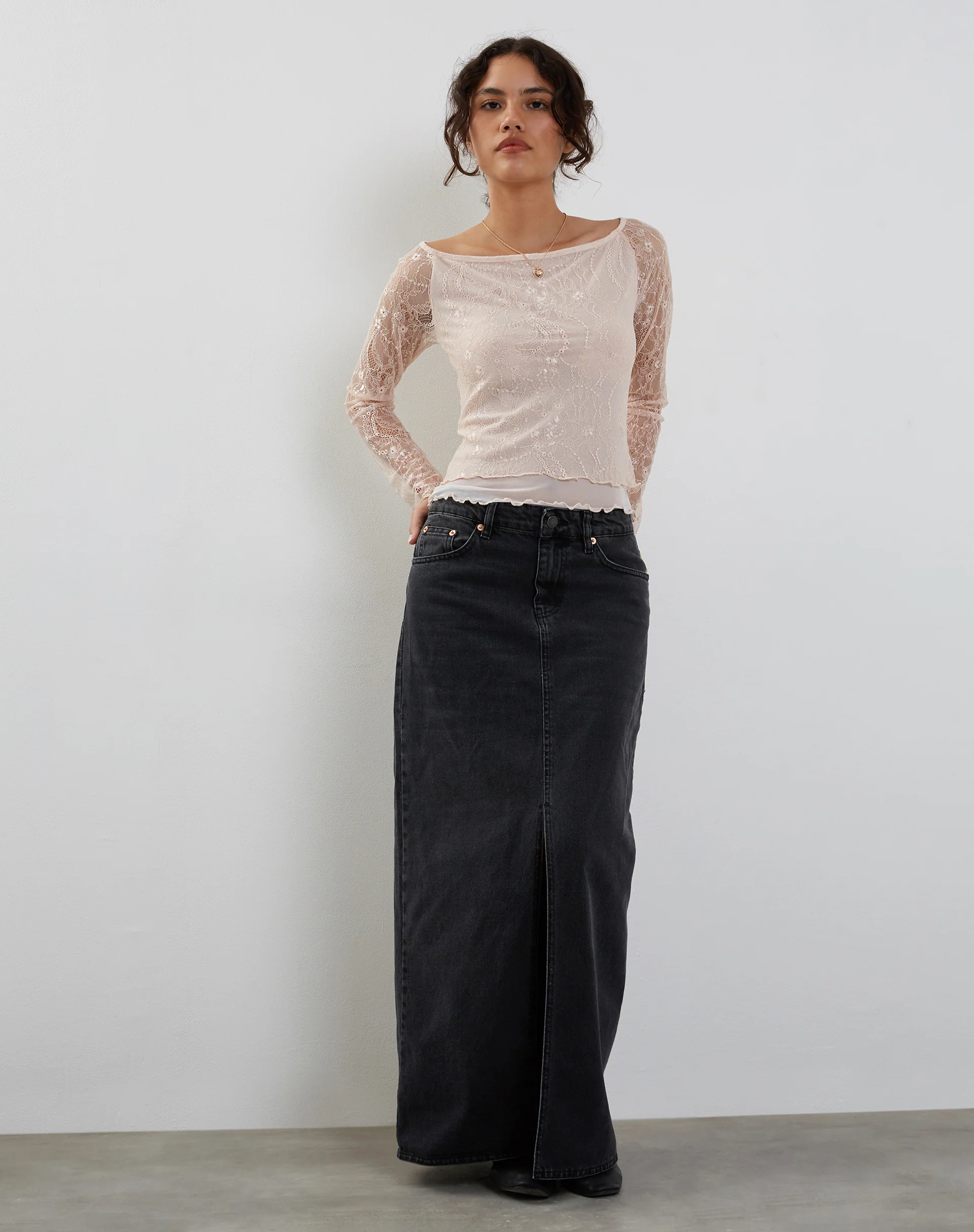 Rory Long Sleeve Lace Top in Pink - Image 3