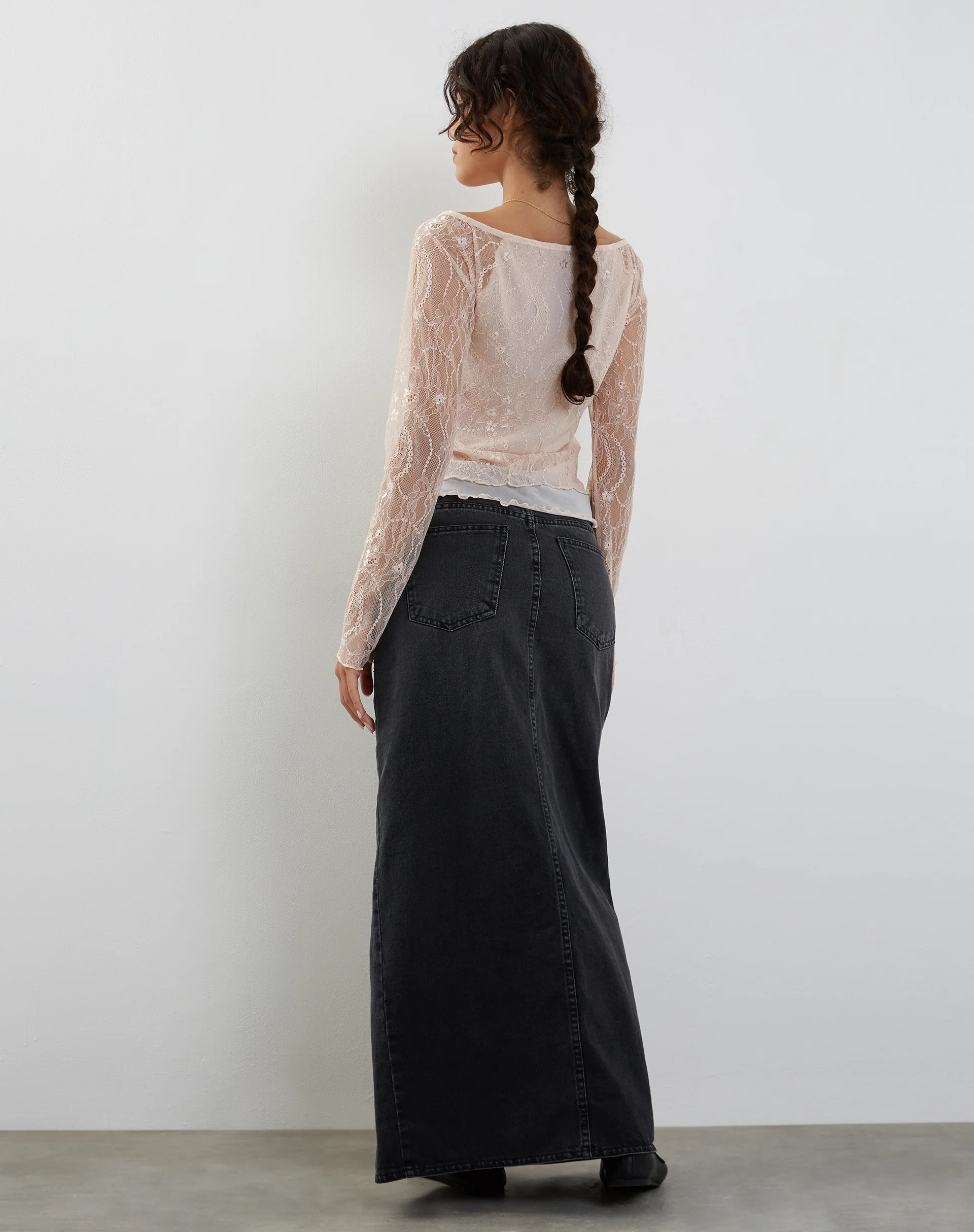 Rory Long Sleeve Lace Top in Pink - Image 4