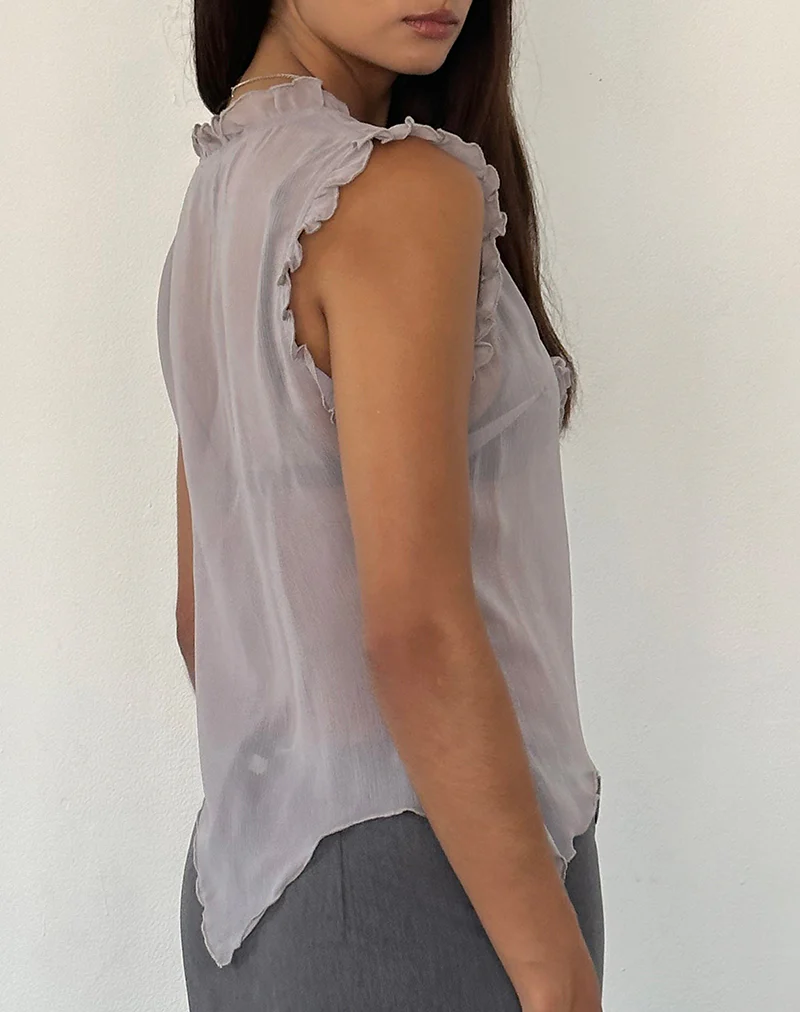 Rosalinda Top in Chiffon Lilac Grey - Image 5