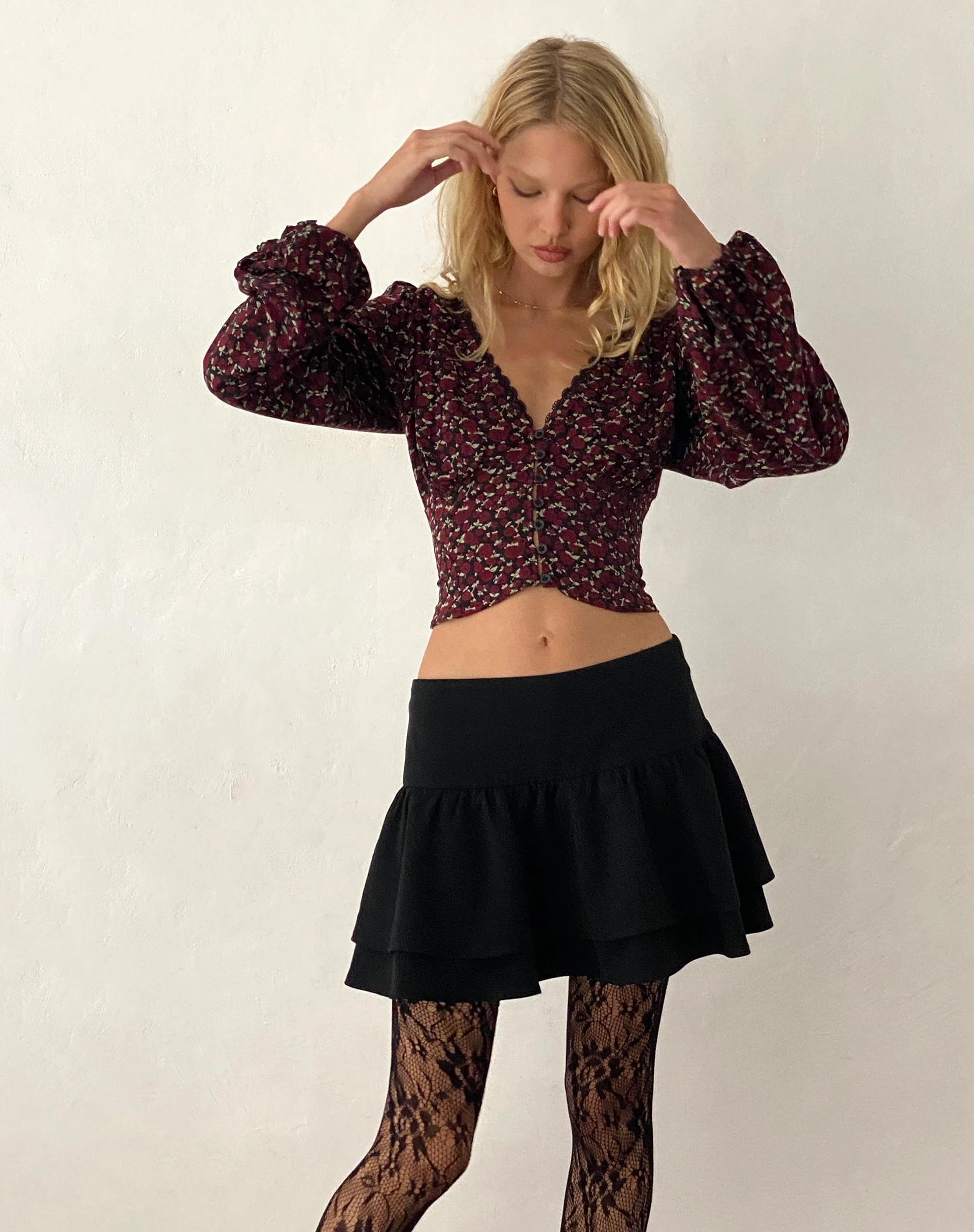 Rosani Long Sleeve Top in Dark Rhoslyn Ditsy Print - Image 5