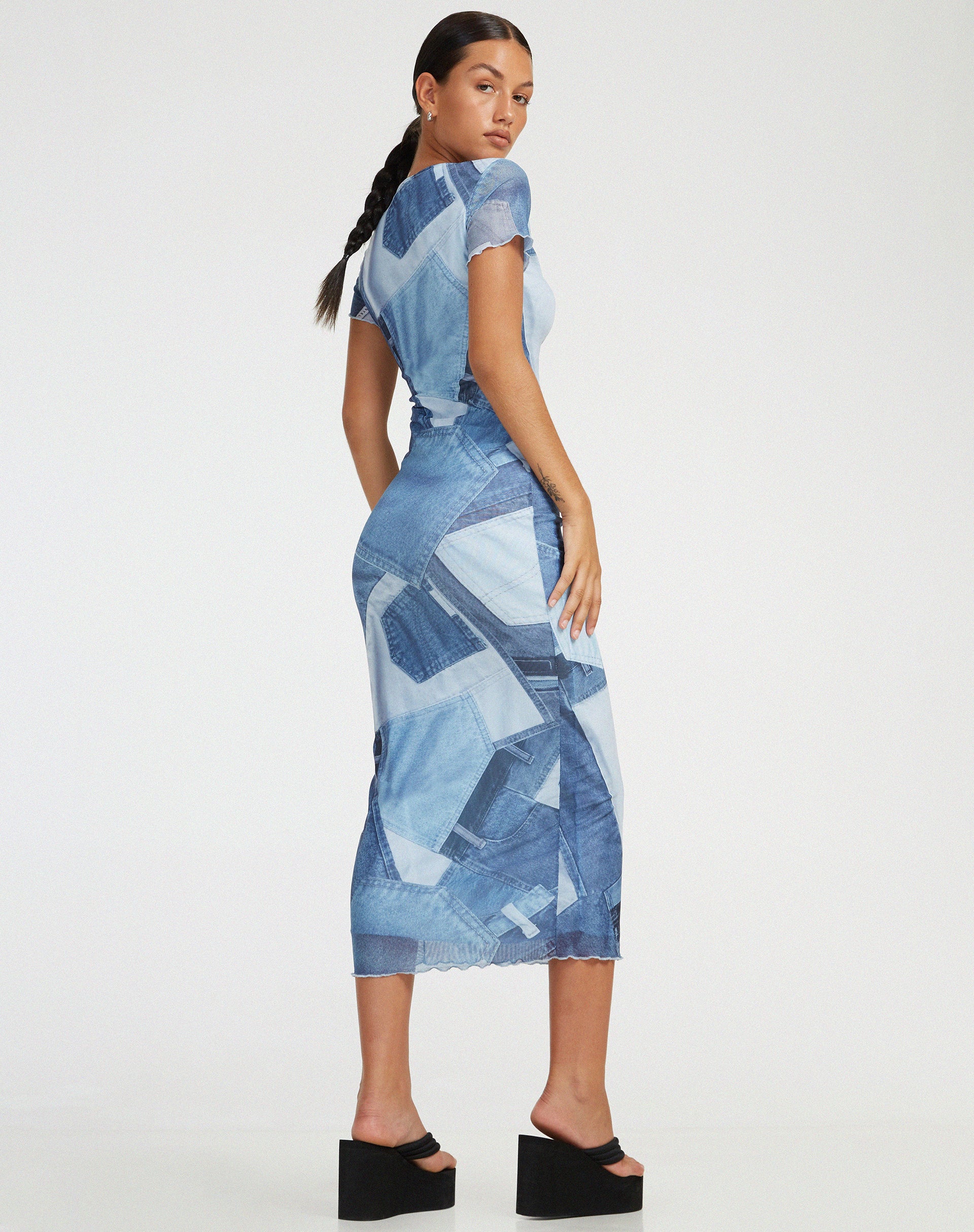 Roska Midi Dress in Denim Pocket - Image 2