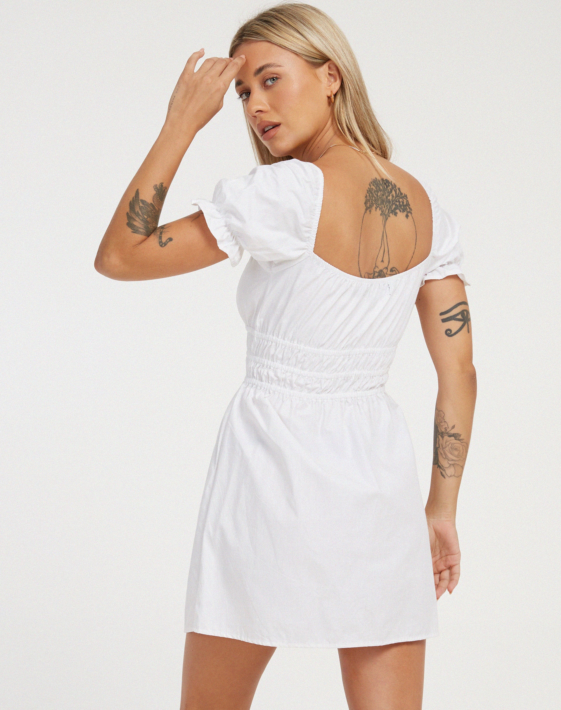 Rosmilly Mini Dress in White - Image 3
