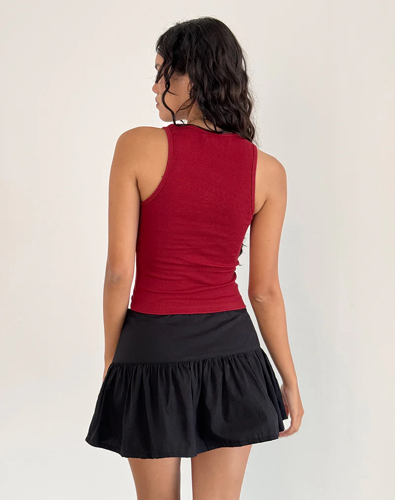 Roxe Ribbed Vest Top in Adrenaline Red - Image 3