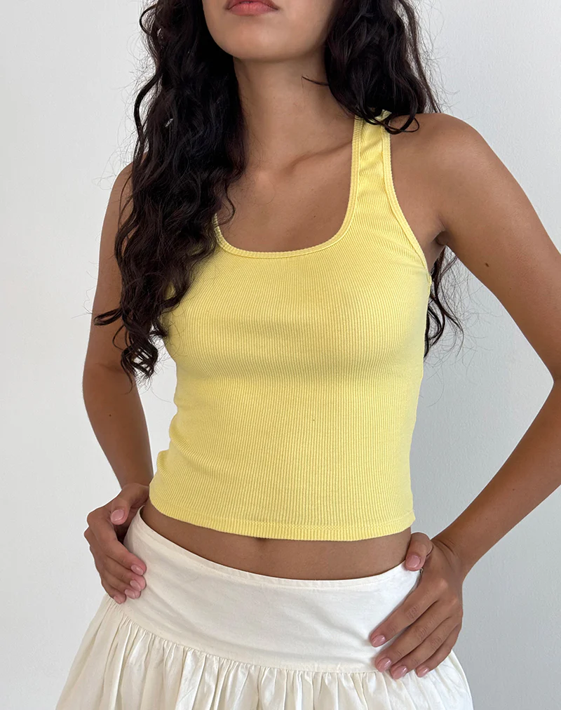 Roxe Ribbed Vest Top in Lemonade - Image 2