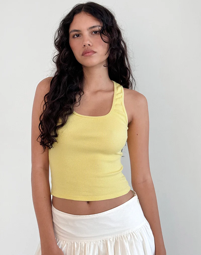 Roxe Ribbed Vest Top in Lemonade - Image 5