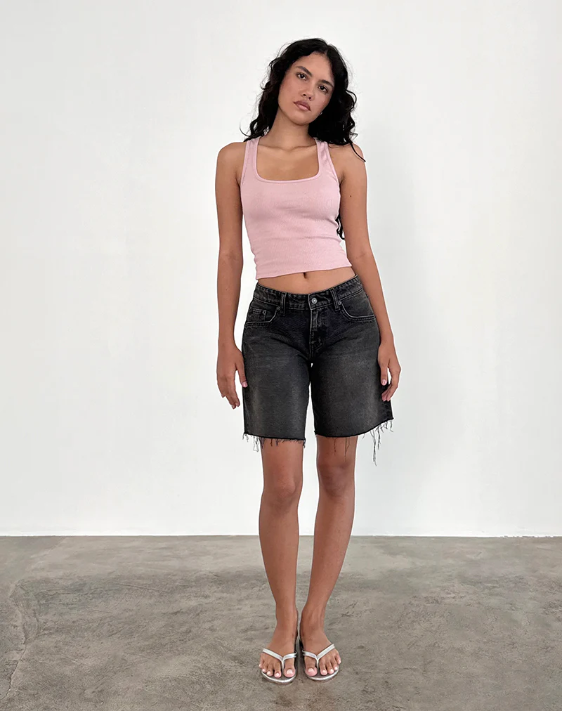 Roxe Ribbed Vest Top in Pink Lady - Image 2