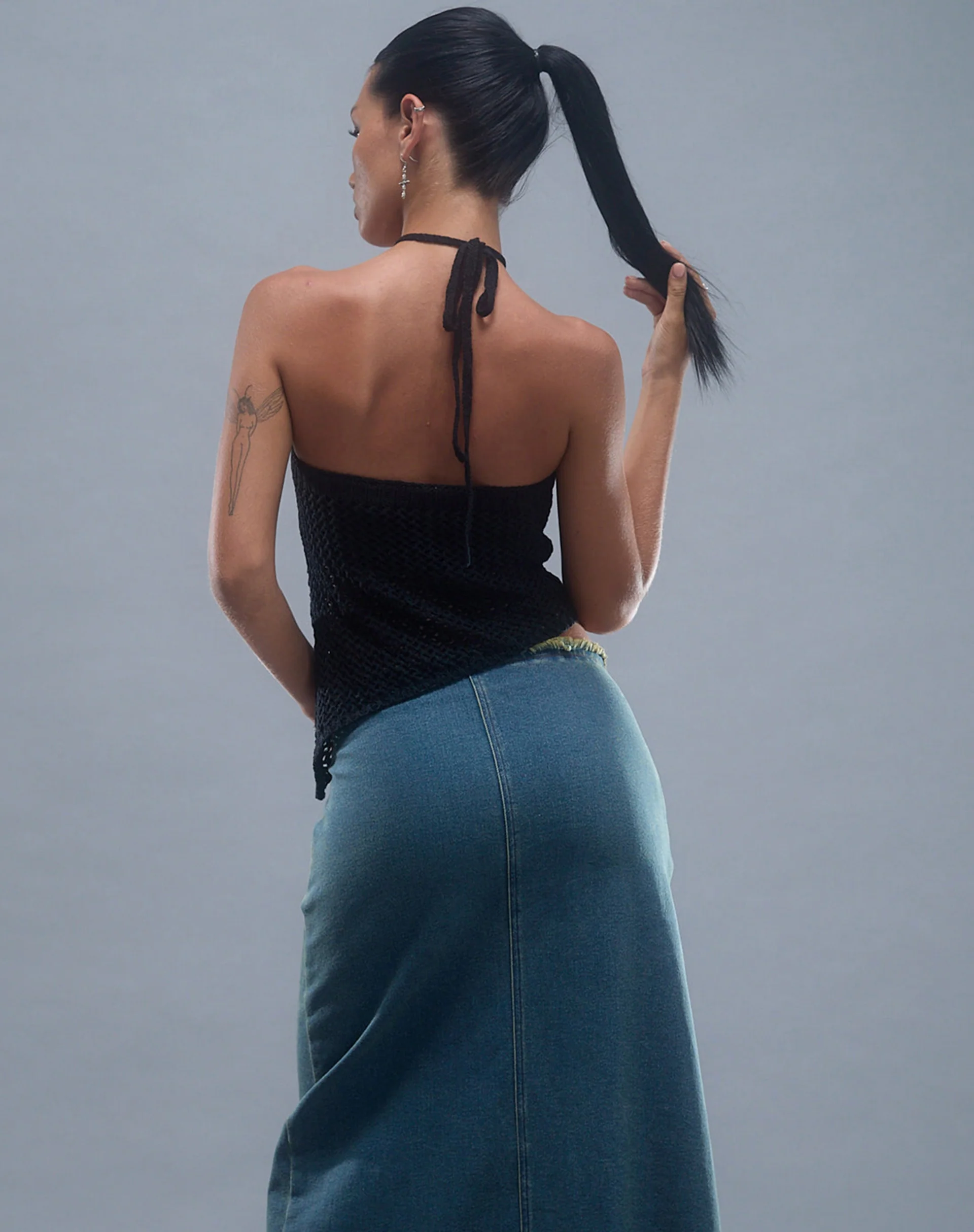 Royani Halterneck Top in Black Knit - Image 4