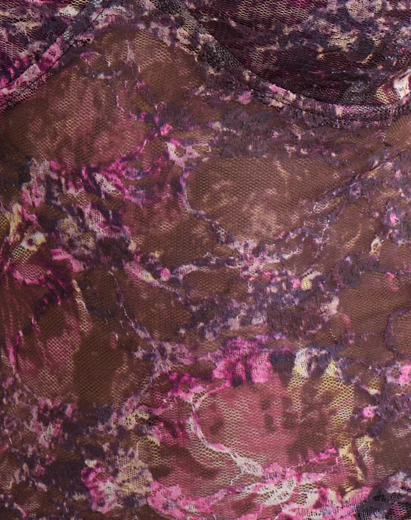 Rubik Cami Top in Abstract Rose Pink and Plum - Image 5