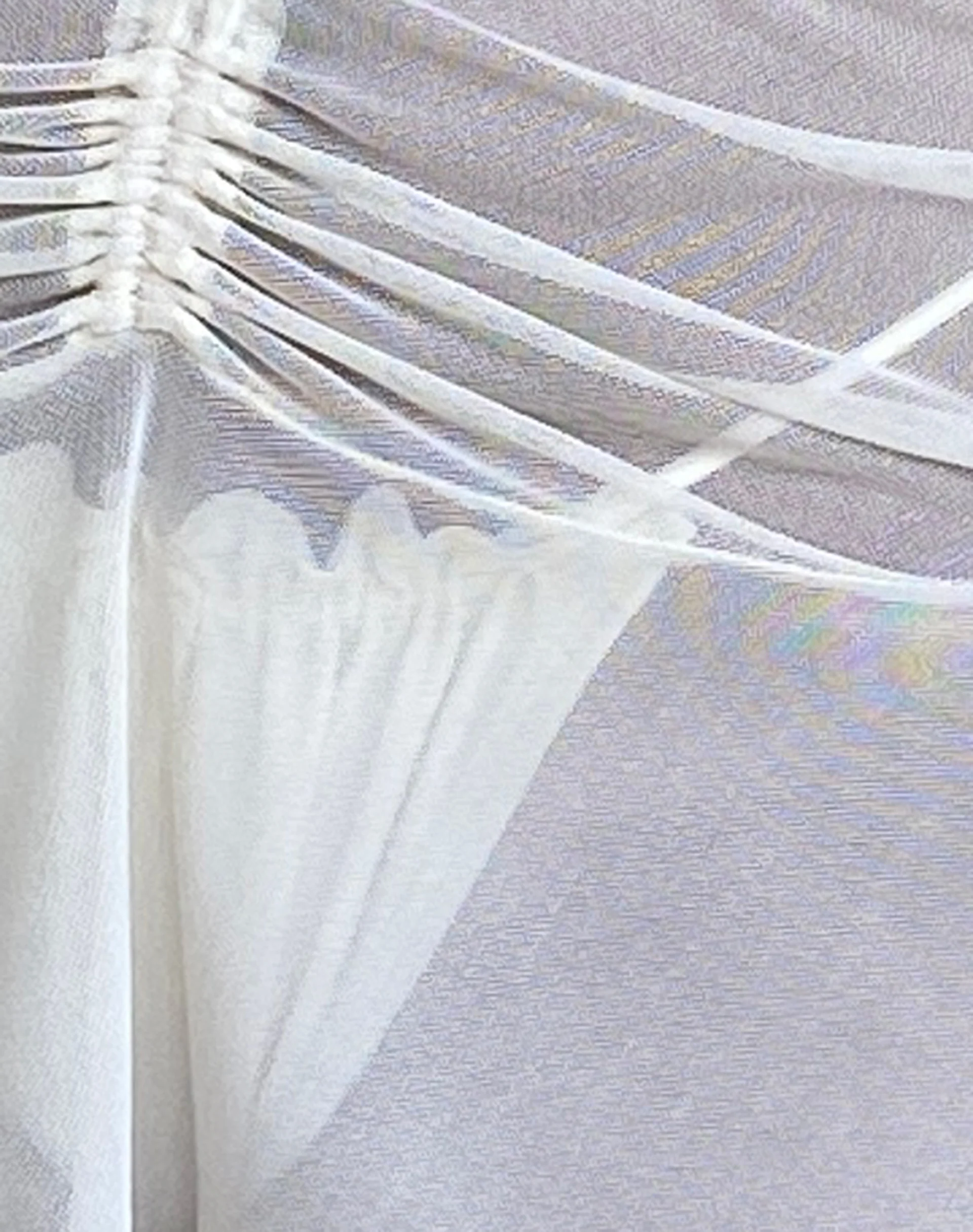 Rudra Frill Mini Swim Skirt in Mesh Cream - Image 7