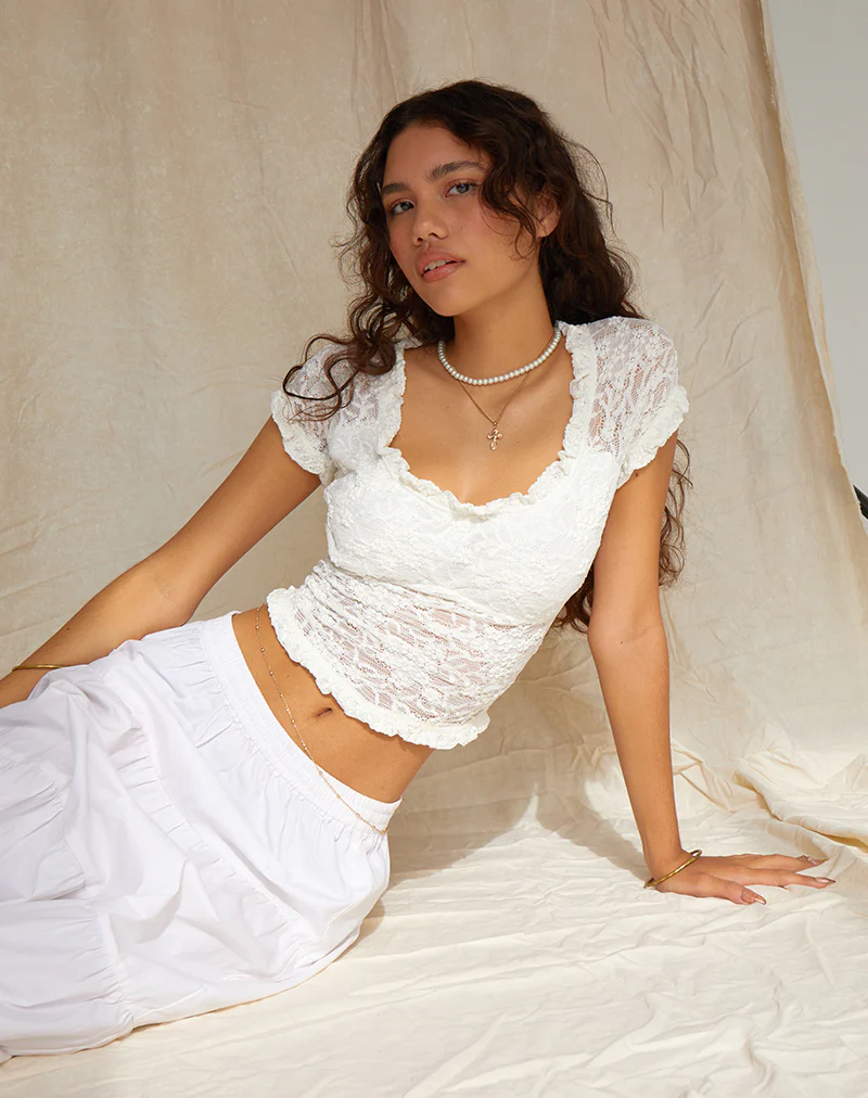 Rufte Top in Lace Ivory - Image 2