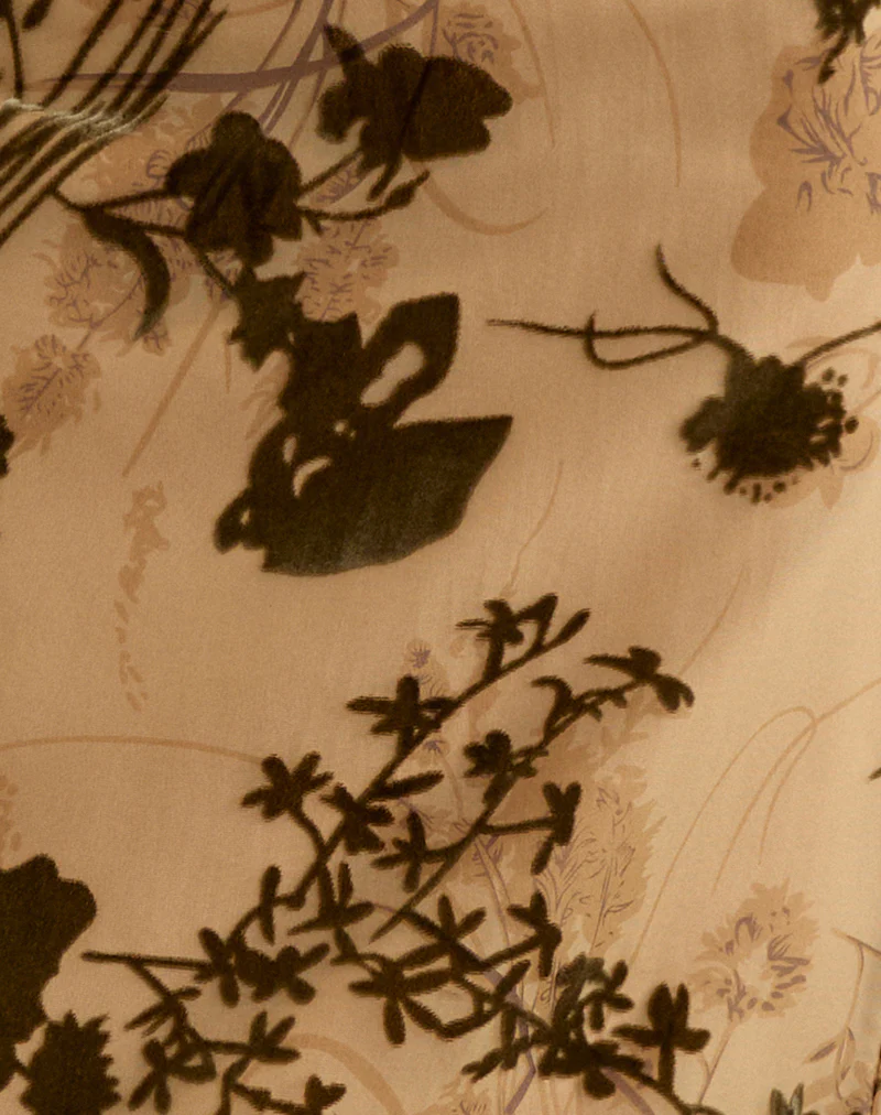 Rujha Midi Skirt in Floral Devore Beige - Image 5