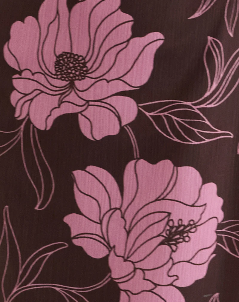 Rujira Cowl Midi Dress in Flare Floral Pink Brown - Image 6