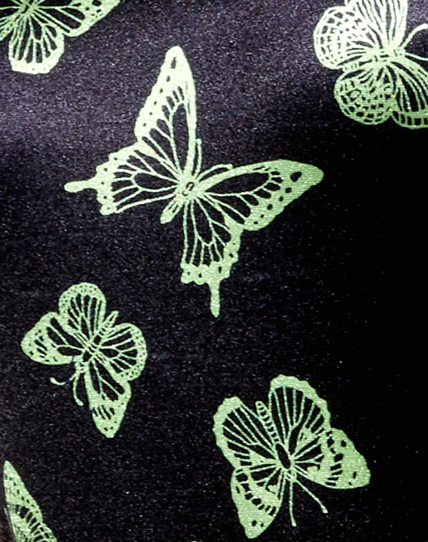 Ruli Bodycon Dress in Black Butterfly Lime - Image 5