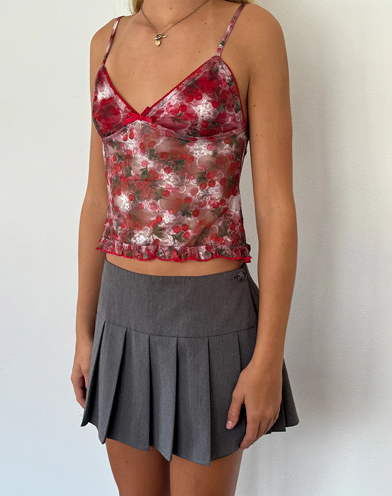 Rumaysa Top in Printed Lace Cherry - Image 2