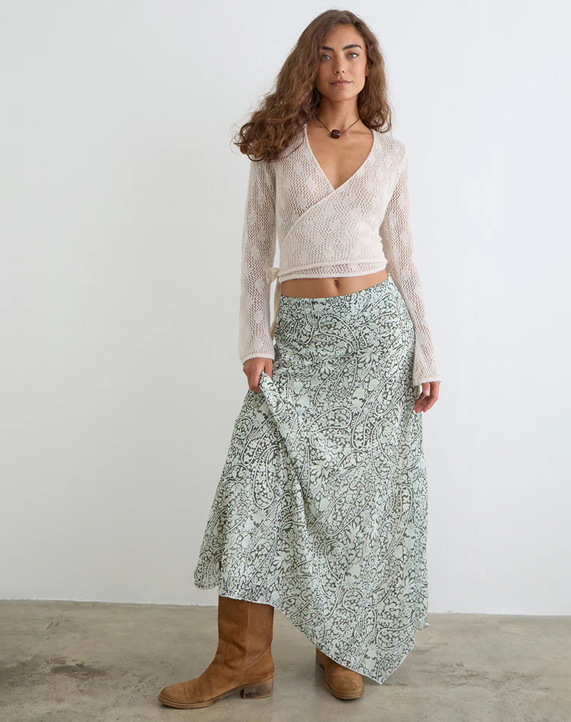 Rumela Maxi Skirt in Bloom Paisley Pale Blue - Image 4